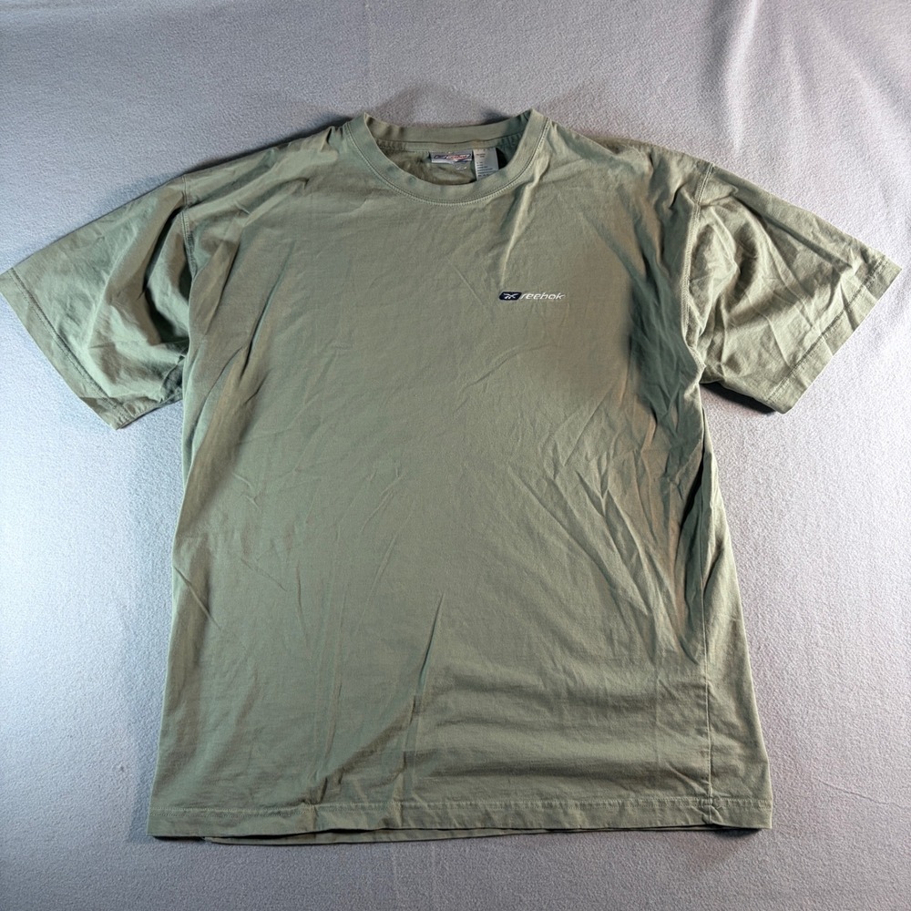 Reebok Mens XL Sage Green Embroidered Logo Short Sleeve Cotton T-Shirt